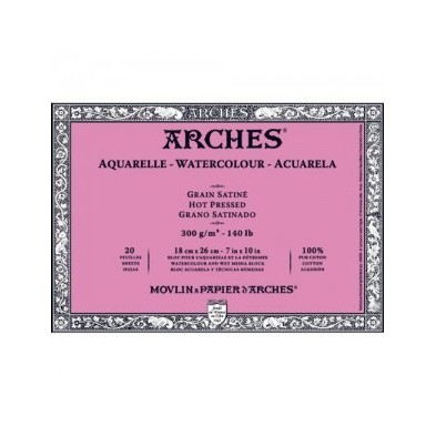 Material Bellas Artes – pintura-y-dibujo - Acuarela Arches 300 gr, 31x41 cm, G. Satinado, bloc 20 h. | totenart.com