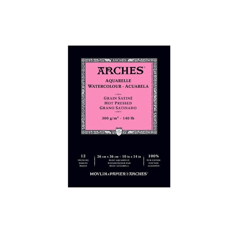 Material Bellas Artes – pintura-y-dibujo - Acuarela Arches 300 gr, 23x31 cm., G. Satinado, bloc 12 h. | totenart.com