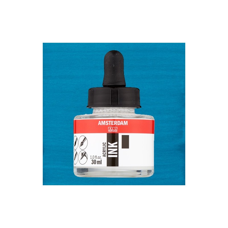 Material Bellas Artes - Pintura - Tinta Acrílica Azul Turquesa 522 Amsterdam (30 ml.) | totenart.com