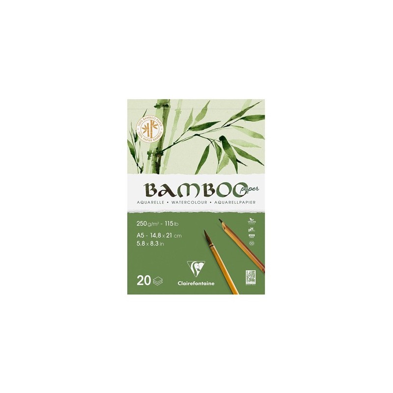 Material Bellas Artes – pintura-y-dibujo - Bloc Bamboo Acuarela 14,8x21 cm (A5). 250 gr. 20 h. Clairefontaine ** | totenart.com