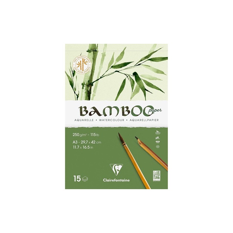 Material Bellas Artes – pintura-y-dibujo - Bloc Bamboo Acuarela 29,7x42 cm (A3). 250 gr. 15 h. Clairefontaine ** | totenart.com