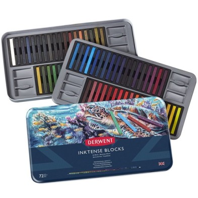 Material Bellas Artes – pintura-y-dibujo - Caja metal tinta en barra Inktense Derwent 72 uds | totenart.com