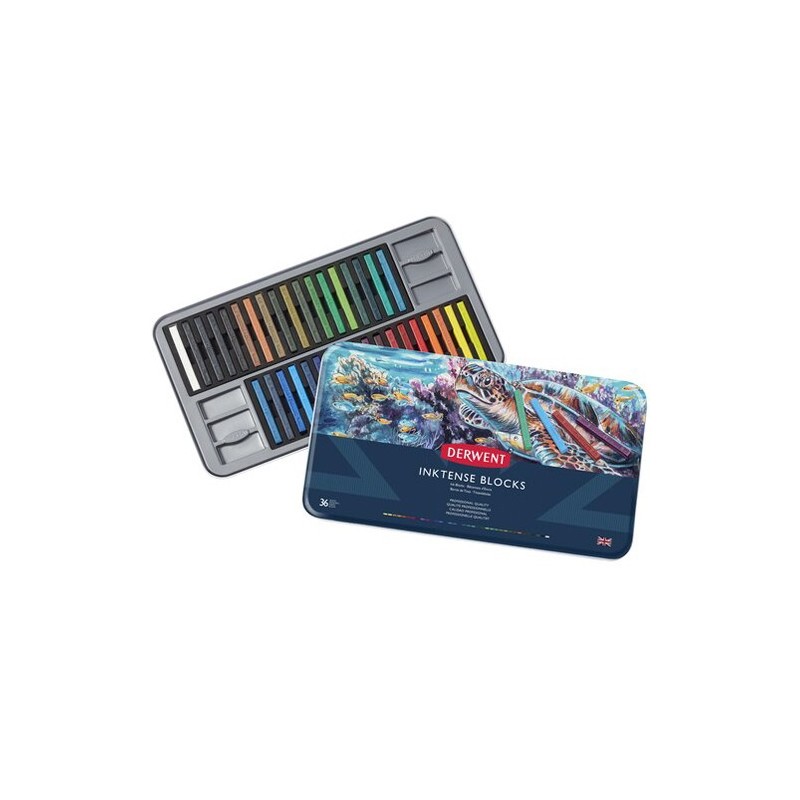 Material Bellas Artes – pintura-y-dibujo - Caja metal tinta en barra Inktense Derwent 36 uds | totenart.com