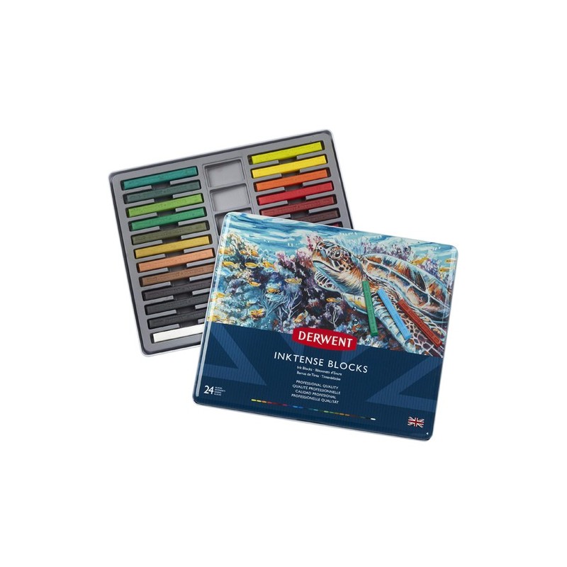 Material Bellas Artes – pintura-y-dibujo - Caja metal tinta en barra Inktense Derwent 24 uds | totenart.com