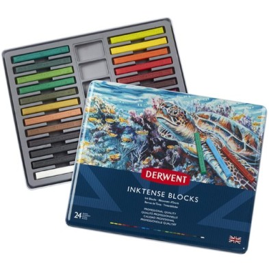 Material Bellas Artes – pintura-y-dibujo - Caja metal tinta en barra Inktense Derwent 24 uds | totenart.com