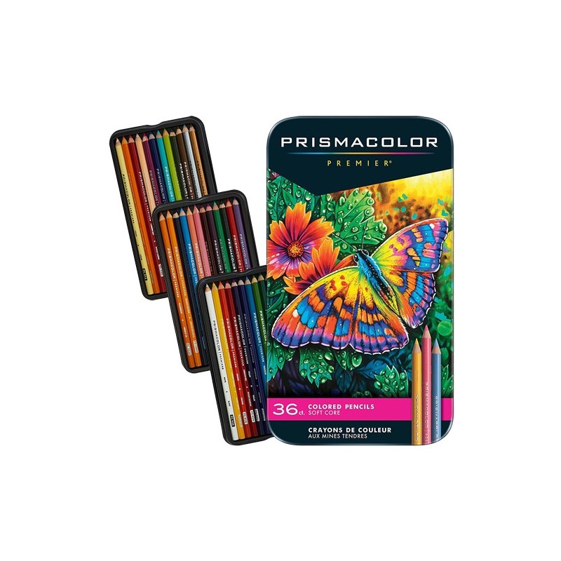 Material Bellas Artes – pintura-y-dibujo - Prismacolor Premier caja metal 36 lápices de colores | totenart.com