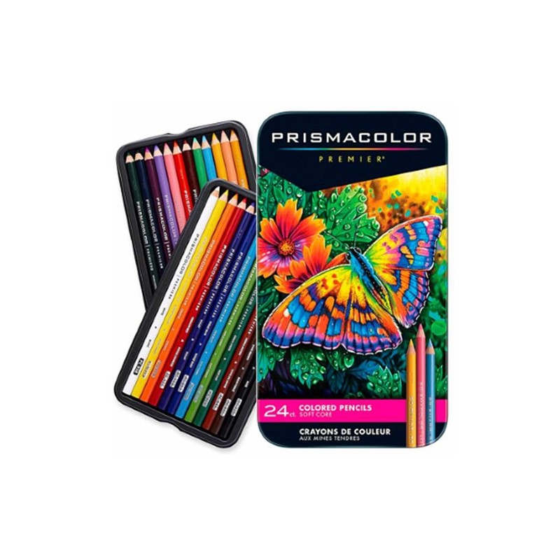 Material Bellas Artes – pintura-y-dibujo - Prismacolor Premier caja metal 24 lápices de colores | totenart.com