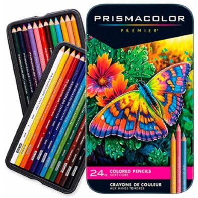 Material Bellas Artes – pintura-y-dibujo - Prismacolor Premier caja metal 24 lápices de colores | totenart.com