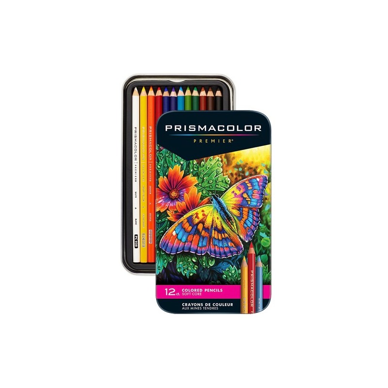 Material Bellas Artes – pintura-y-dibujo - Prismacolor Premier caja metal 12 lápices de colores | totenart.com