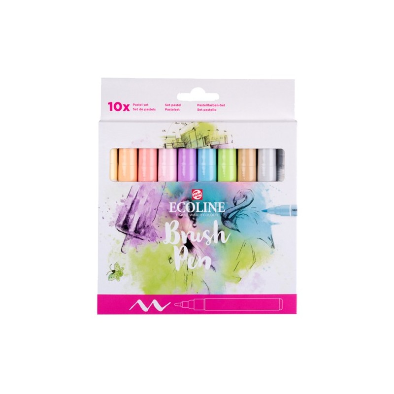 Material Bellas Artes - Pintura - Estuche Acuarela ROTULADOR Ecoline Brush Pen 10 ud SET PASTEL | totenart.com