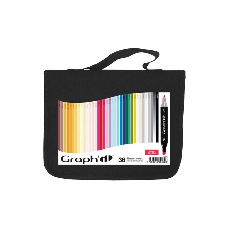 Material Bellas Artes - Pintura - Estuche 36 Rotuladores Doble Punta, colores básicos, Graph\'it | totenart.com