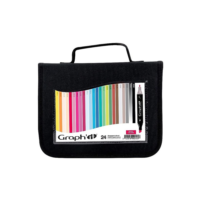 Material Bellas Artes - Pintura - Estuche 24 Rotuladores Doble Punta, colores básicos, Graph\'it | totenart.com