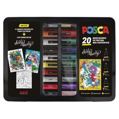 Material Bellas Artes - Pintura - Estuche de metal Dirty Harry 20 rotuladores Posca | totenart.com