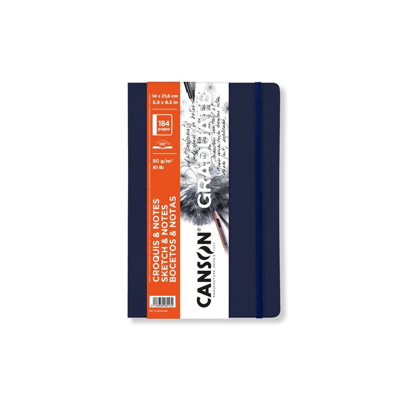 Material Bellas Artes – pintura-y-dibujo - Bloc Canson Graduate Bocetos y Notas (Tapa Blanda Azul), 92h., 90 gr., 14x21,6 cm | t