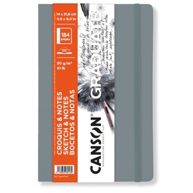 Material Bellas Artes – pintura-y-dibujo - Bloc Canson Graduate Bocetos y Notas (Tapa Blanda Gris Claro), 92h., 90 gr., 14x21,6 