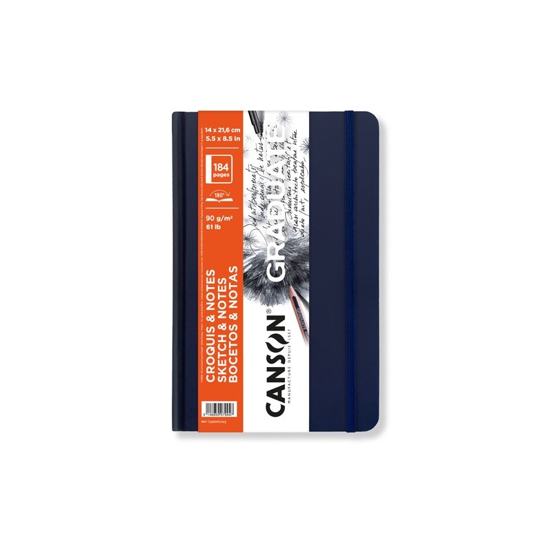 Material Bellas Artes – pintura-y-dibujo - Bloc Canson Graduate Bocetos y Notas (Tapa Dura Azul), 92h., 90 gr., 14x21,6 cm | tot