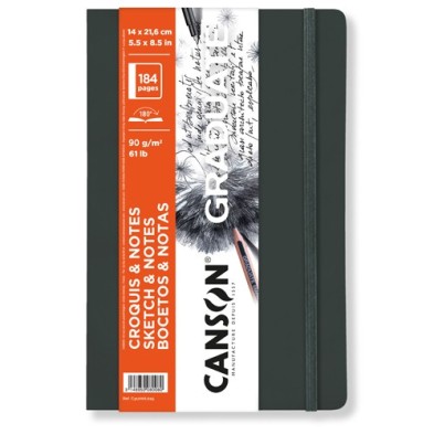 Material Bellas Artes – pintura-y-dibujo - Bloc Canson Graduate Bocetos y Notas (Tapa Blanda Gris Oscuro), 92h., 90 gr., 14x21,6