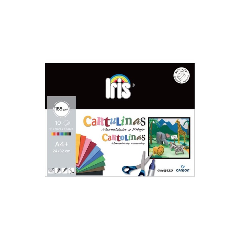 Material Bellas Artes - Pintura - Set 10 Cartulinas Iris Surtido 24x32 (A4+) 185gr Canson | totenart.com