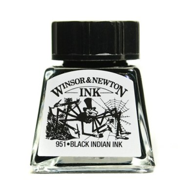 Tienda Online Manualidades-Tinta Dibujo Negro Indio Winsor Newton, 14 ml.