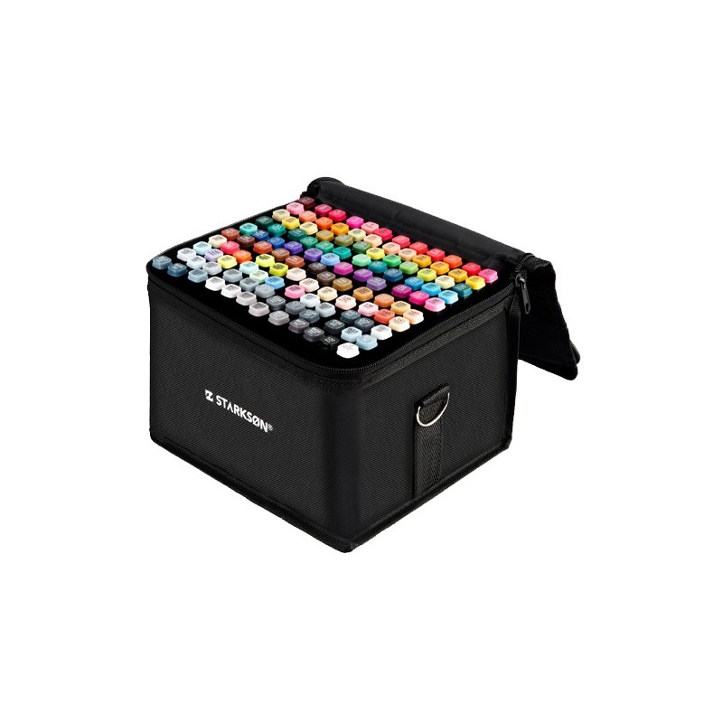 Material Bellas Artes - Pintura - Estuche 122 piezas: 120 rotuladores doble punta al alcohol + bloc + estuche | totenart.com