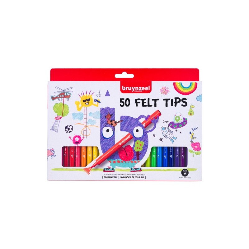 Material Bellas Artes - Pintura - Estuche de 50 Rotuladores escolares Bruynzeel | totenart.com