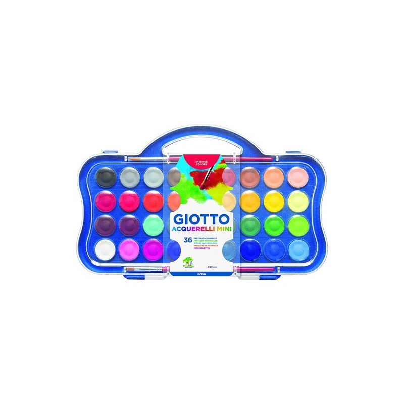 Material Bellas Artes – pintura-y-dibujo - Giotto Acuarela 36 pastillas de colores + 2 Pinceles | totenart.com