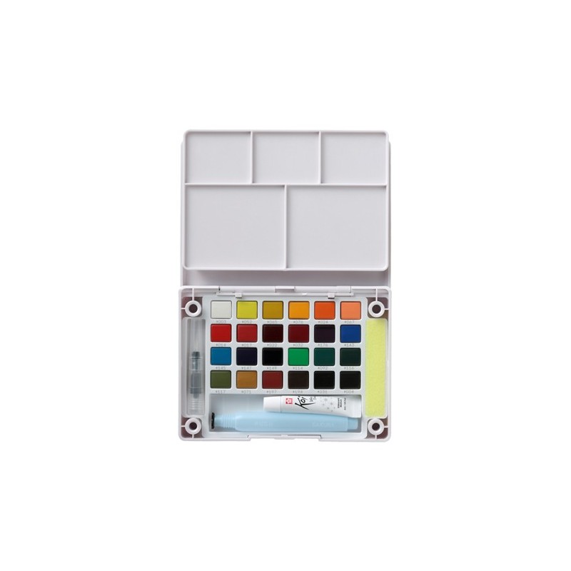 Material Bellas Artes - Pintura - Caja acuarelas Sakura Koi 24 medios godets con pincel agua rellenable + Medium Iridiscente | t