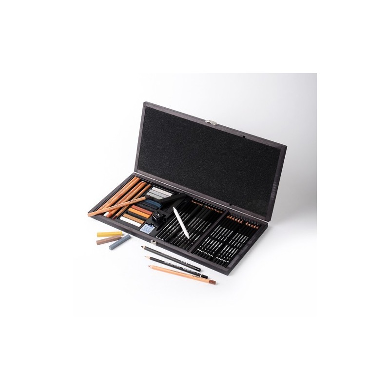 Material Bellas Artes - Pintura - Estuche Madera Set Dibujo 47 piezas, Lyra | totenart.com