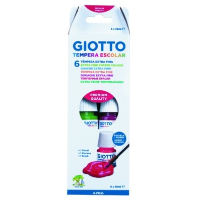 Material Bellas Artes – pintura-y-dibujo - Giotto Tempera 6 botes 25ml + Pincel | totenart.com