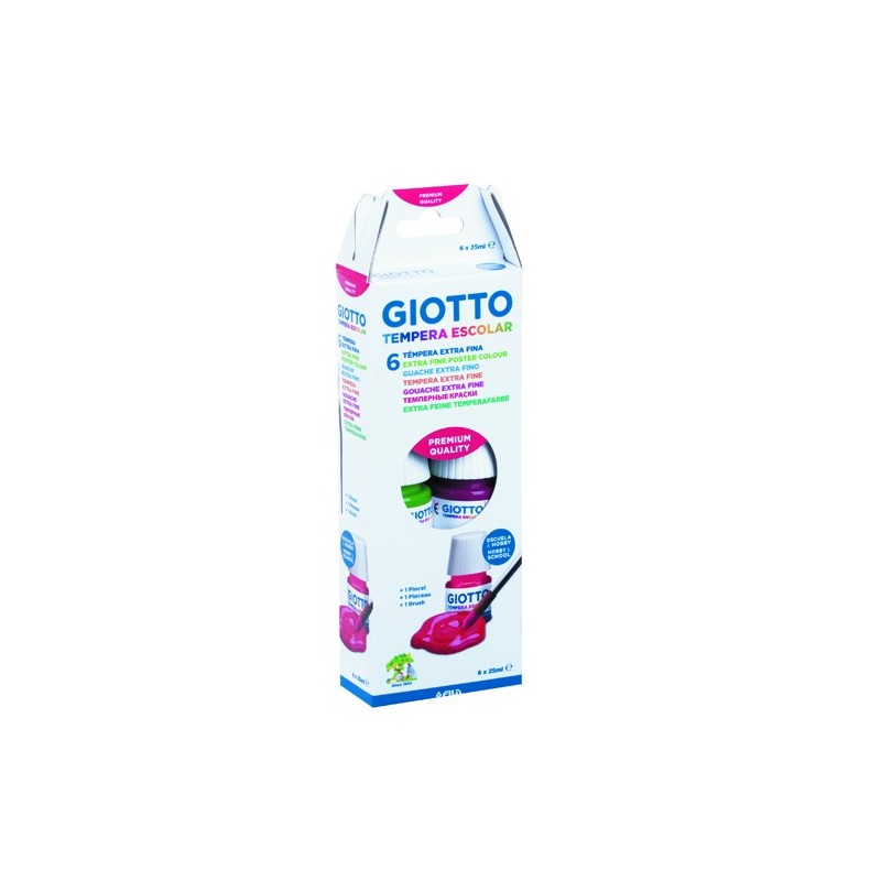 Material Bellas Artes – pintura-y-dibujo - Giotto Tempera 6 botes 25ml + Pincel | totenart.com