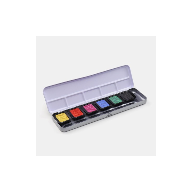 Material Bellas Artes - Pintura - Caja de acuarelas Finetec Premium 6 colores perlescentes \"Hight Chroma\" ** | totenart.com