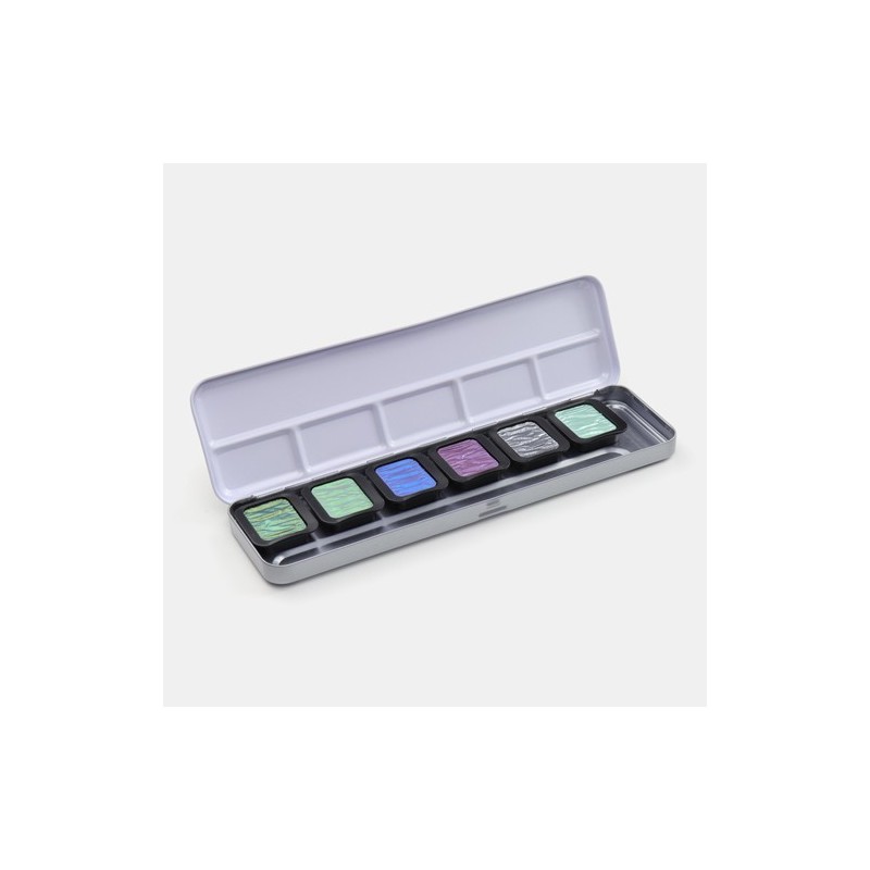 Material Bellas Artes - Pintura - Caja de acuarelas Finetec Classic 6 colores perlescentes \"Cool\" ** | totenart.com