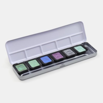 Material Bellas Artes - Pintura - Caja de acuarelas Finetec Classic 6 colores perlescentes \"Cool\" ** | totenart.com