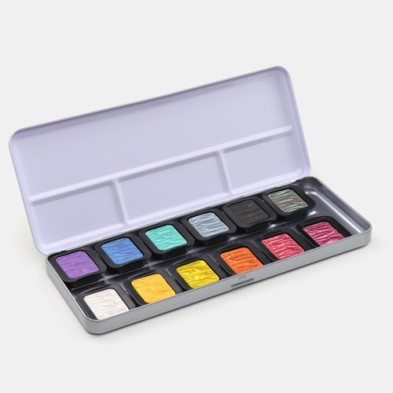 Material Bellas Artes - Pintura - Caja de acuarelas Finetec Classic 12 colores perlescentes \"Rainbow\" ** | totenart.com