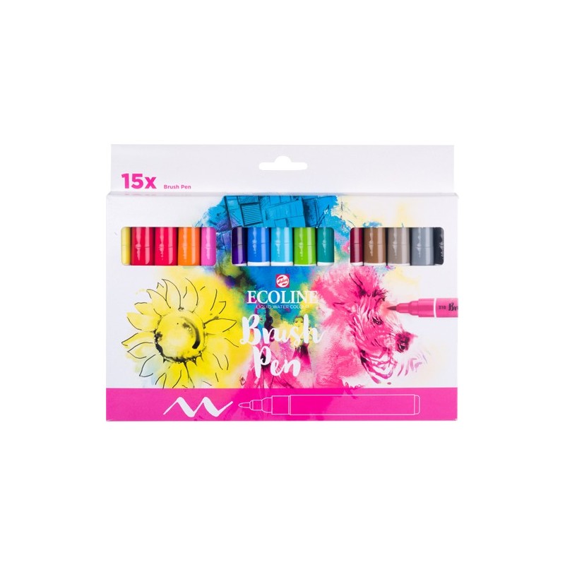Material Bellas Artes - Pintura - Estuche Acuarela ROTULADOR Ecoline Brush Pen 15 ud | totenart.com