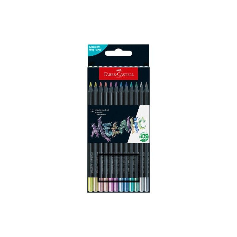 Material Bellas Artes – Pintura - Caja 12 lápices Black Edition Faber Castell Metallic | totenart.com