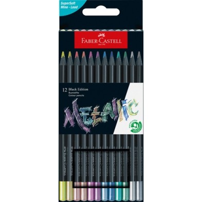 Material Bellas Artes – Pintura - Caja 12 lápices Black Edition Faber Castell Metallic | totenart.com