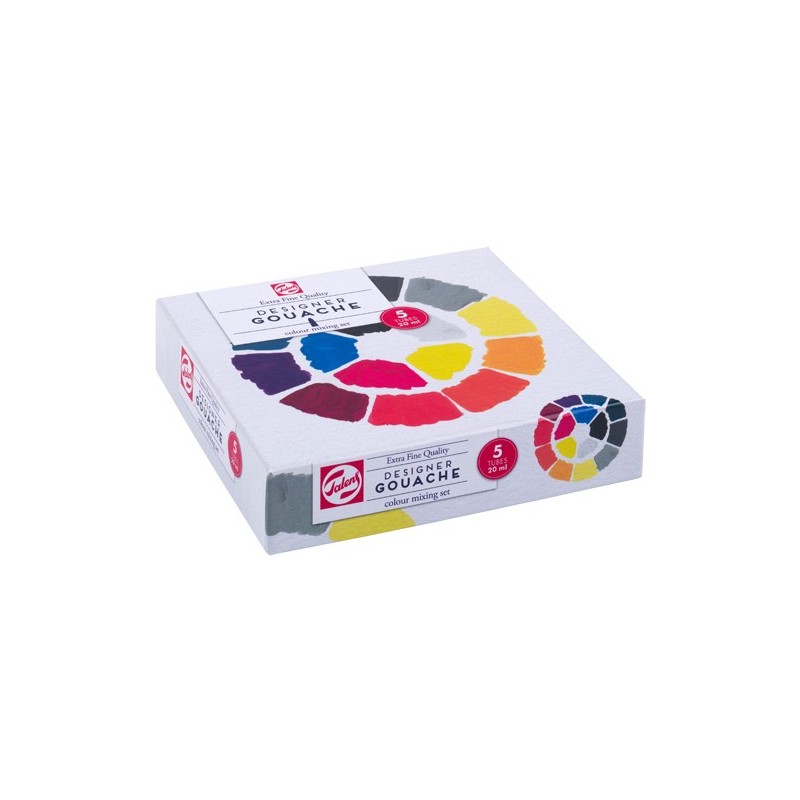 Caja Gouache extrafino Talens 5 Tarros de 50ml + guia de mezclas