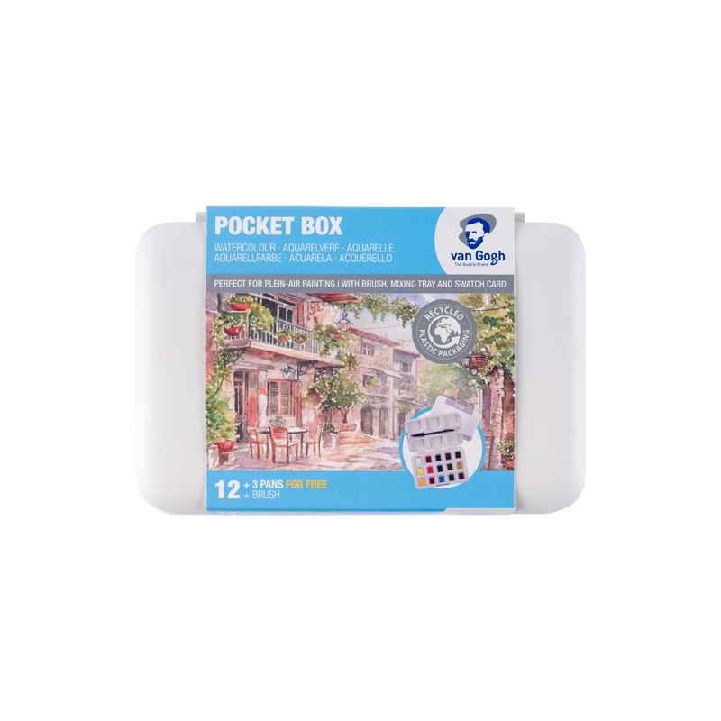 Material Bellas Artes - Pintura - Caja con 12 acuarelas Van Gogh 1/2 godet y pincel POCKET BOX. | totenart.com