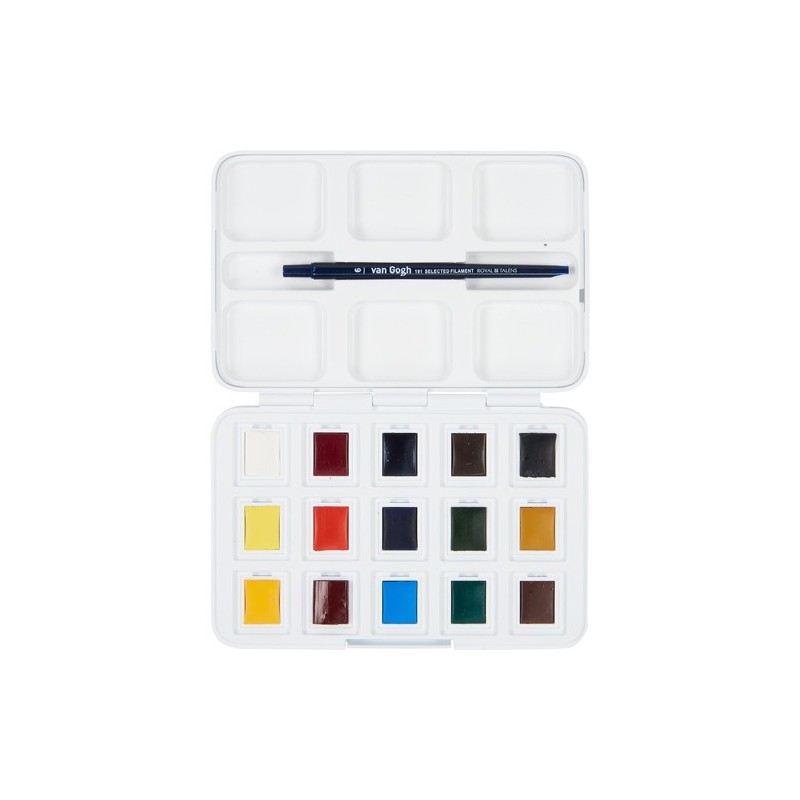 Material Bellas Artes - Pintura - Caja con 12 acuarelas Van Gogh 1/2 godet y pincel POCKET BOX. | totenart.com