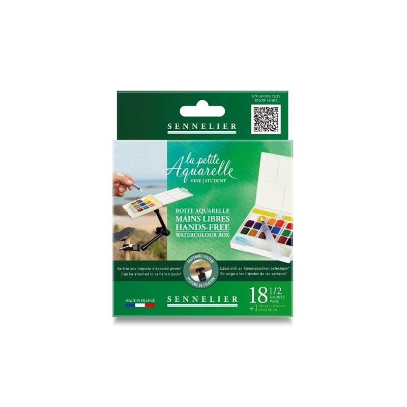 Material Bellas Artes - Pintura - Caja acuarelas Manos Libres, La Petite Aquarelle, Sennelier, 18 1/2 godets ** | totenart.com
