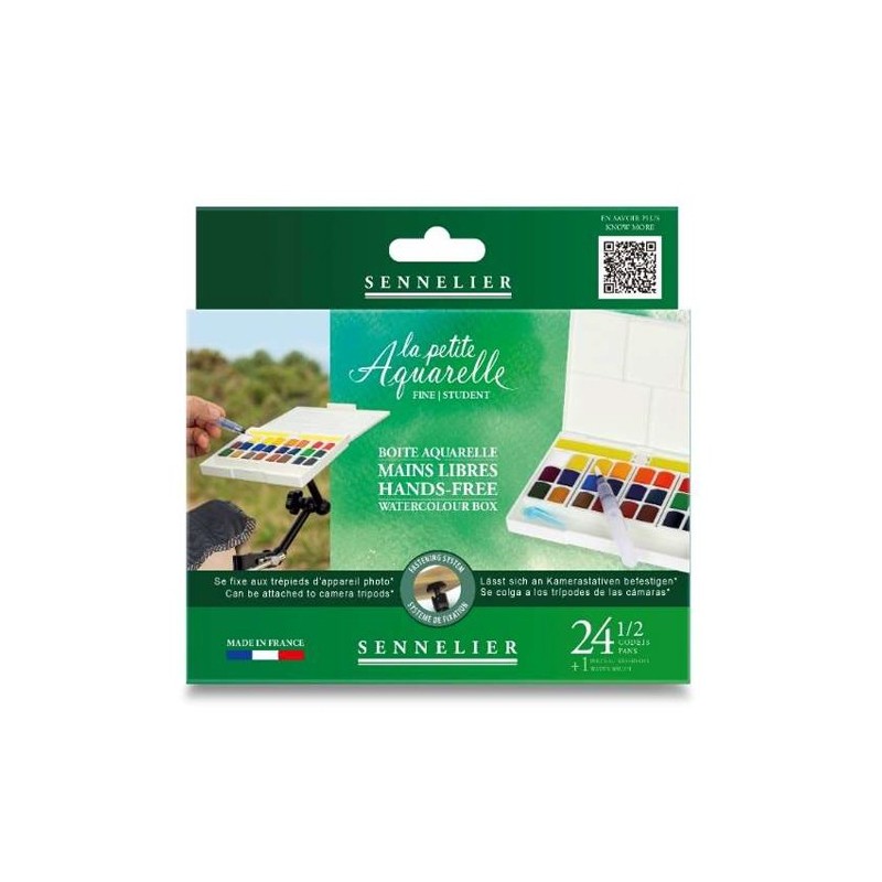 Material Bellas Artes - Pintura - Caja acuarelas Manos Libres, La Petite Aquarelle, Sennelier, 24 1/2 godets ** | totenart.com