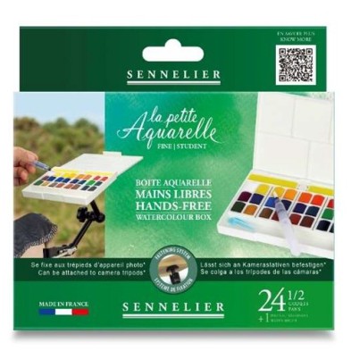 Material Bellas Artes - Pintura - Caja acuarelas Manos Libres, La Petite Aquarelle, Sennelier, 24 1/2 godets ** | totenart.com