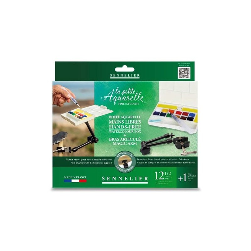 Material Bellas Artes - Pintura - Caja acuarelas Manos Libres, La Petite Aquarelle, Sennelier, 12 1/2 godets + Brazo Mágico ** |