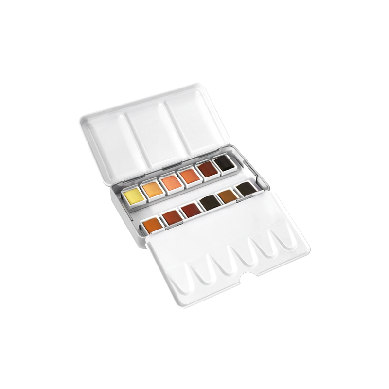 Material Bellas Artes - Pintura - Caja acuarelas de metal Phoenix, 12 1/2 godets, tonos piel | totenart.com