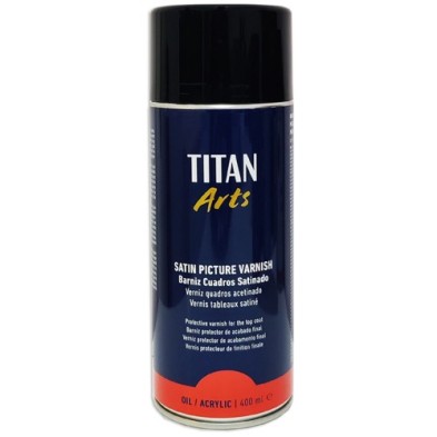 Material Bellas Artes – pintura- Barniz satinado Titan en spray para cuadros (400 ml) | totenart.com