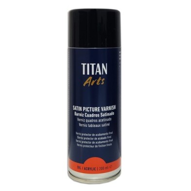Material Bellas Artes – pintura- Barniz satinado Titan en spray para cuadros (200 ml) | totenart.com