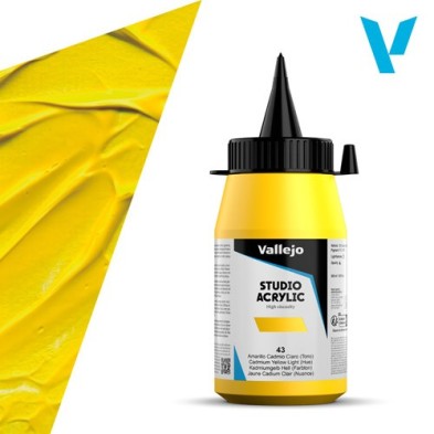 Material Bellas Artes - Pintura - Acrílico Vallejo Studio n. 43 color amarillo cadmio claro (tono) (500 ml) | totenart.com