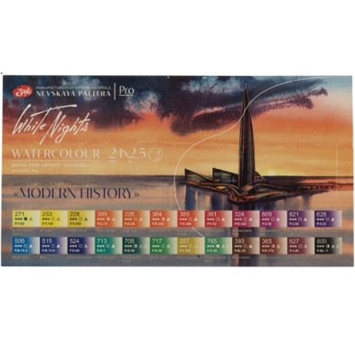 Material Bellas Artes - Pintura - Set acuarela 24 godets \"MODERN HISTORY\", estuche de plástico, White Nights | totenart.com