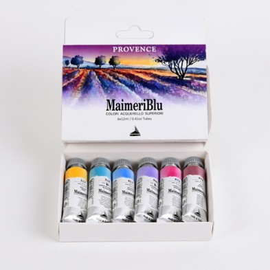 Material Bellas Artes - Pintura - Caja acuarelas MaimeriBlu Provenza, 6 tubos 12 ml ** | totenart.com